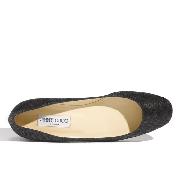 Jimmy Choo Finlay Square-Toe Glitter Flat sz40.5